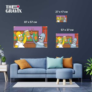 Деревянный Постер "Бендер и Гомер"
