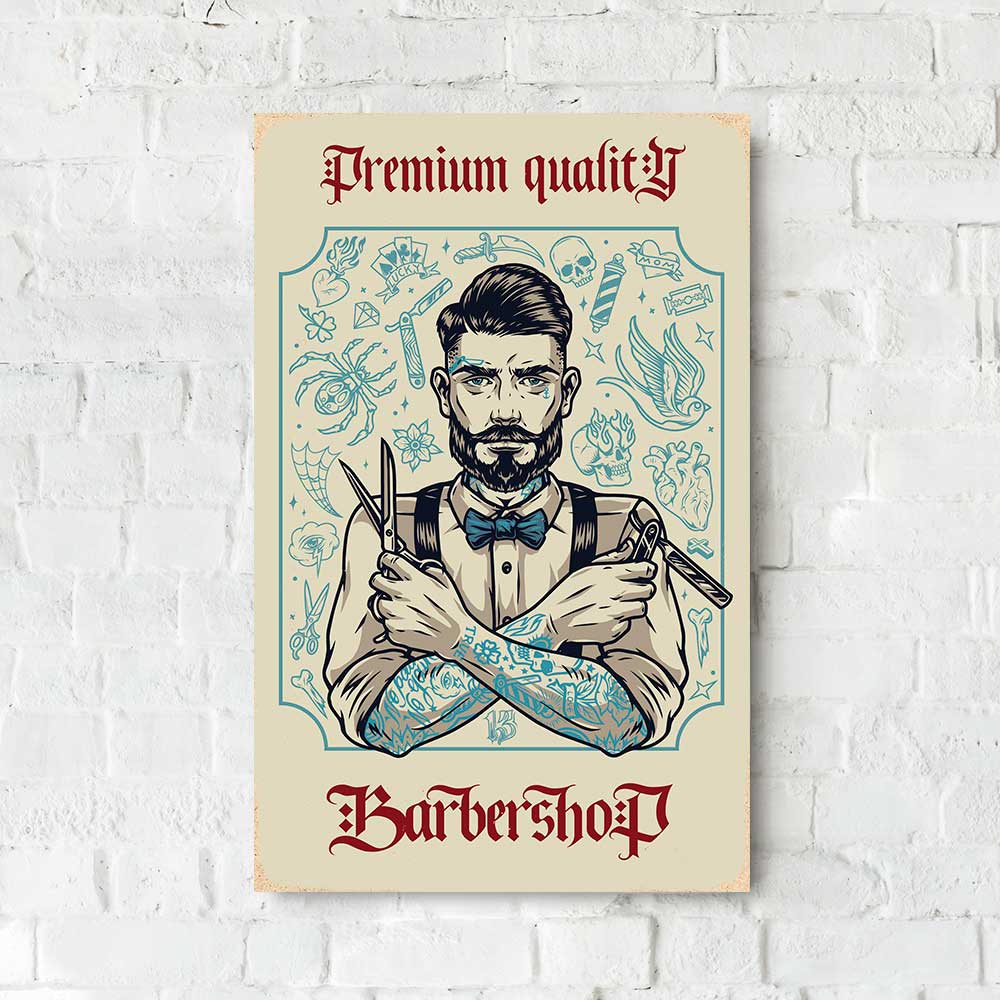 Дерев'яний Постер "Premium Quality Barbershop"