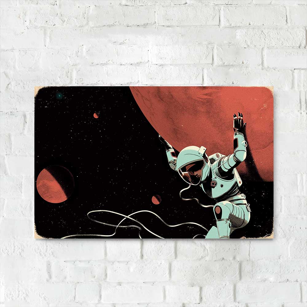 Дерев'яний Постер "Астронавт тримає планету"
