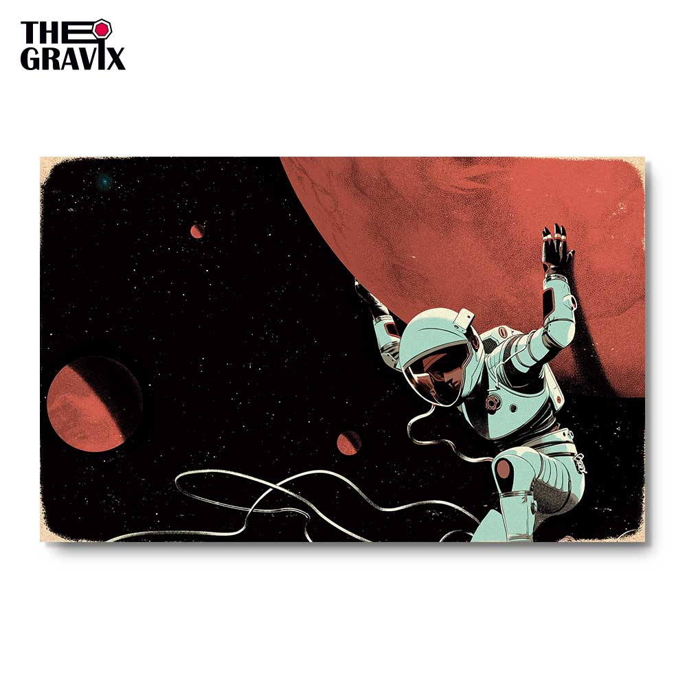 Деревянный Постер "Астронавт держит планету"