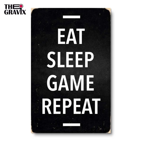 Дерев'яний Постер "EAT SLEEP GAME REPEAT"