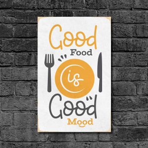 Деревянный Постер "Good Food is a Good Mood"