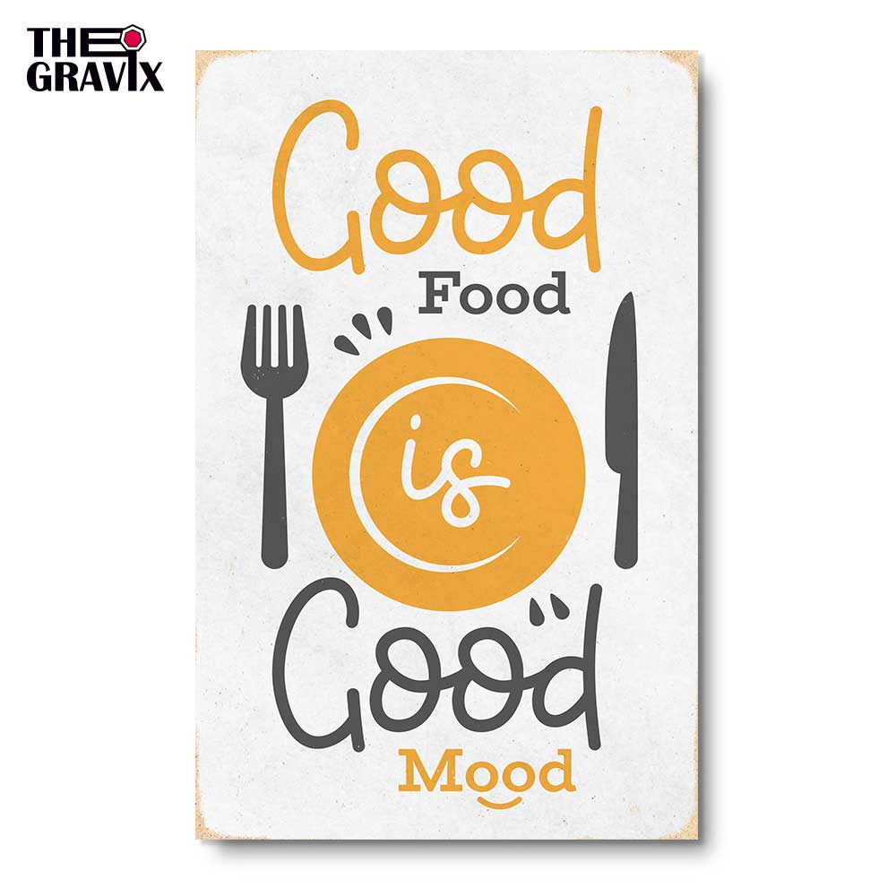 Деревянный Постер "Good Food is a Good Mood"
