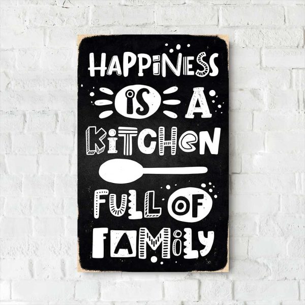 Деревянный Постер "Happines is a Kitchen Full of Family"