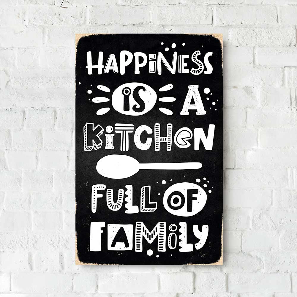 Дерев'яний Постер "Happines is a Kitchen Full of Family"