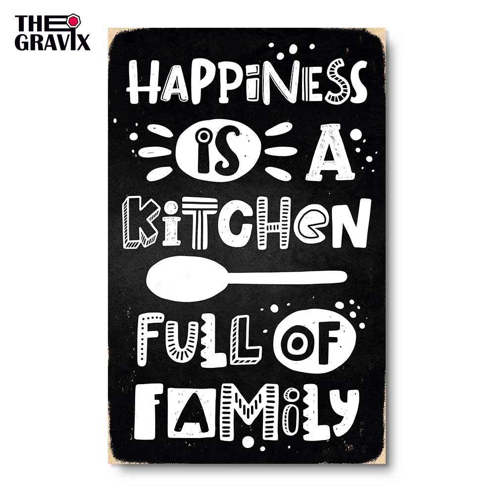 Дерев'яний Постер "Happines is a Kitchen Full of Family"