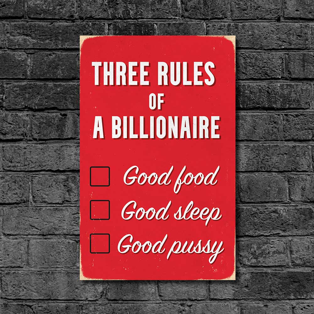 Деревянный Постер "Three Rules of a Billionaire"