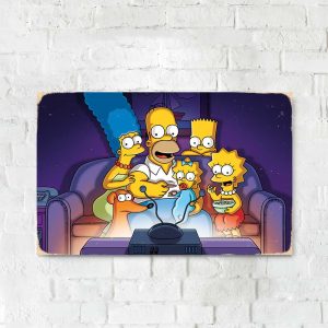 Деревянный Постер "Симпсоны и ТВ"