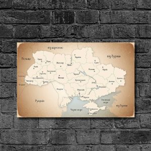 Деревянный Постер "Карта Украины Монотонная"
