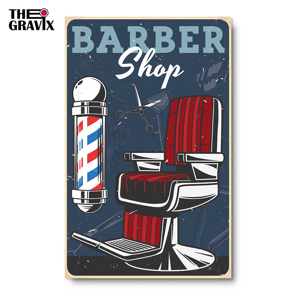Дерев'яний Постер "Barber Shop Крісло"