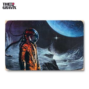 Деревянный Постер "Космонавт на Луне"