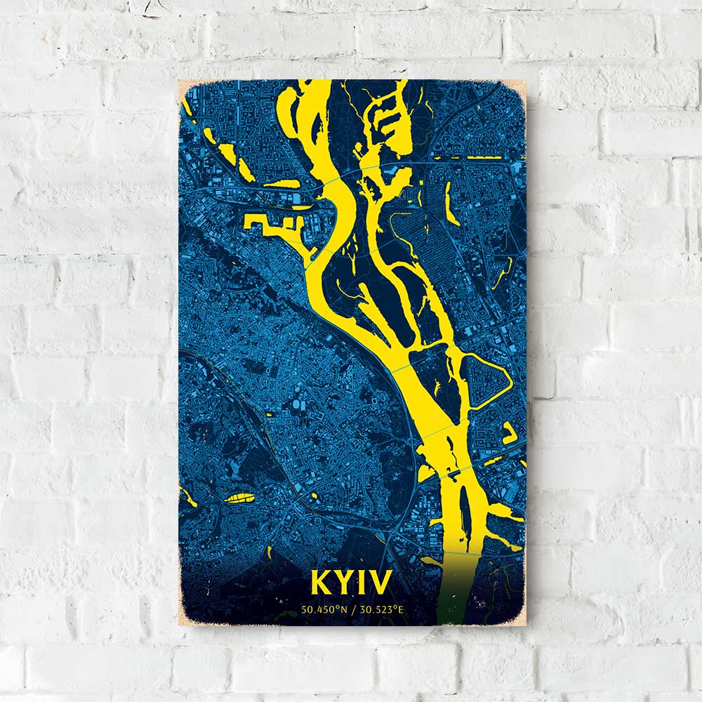 Деревянный Постер "Карта Киева"