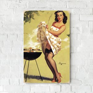 Дерев'яний Постер "Pin Up Дівчина і Гриль"