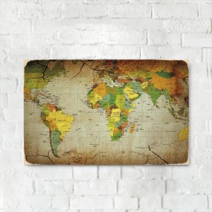 Деревянный Постер "Ретро Карта Мира"