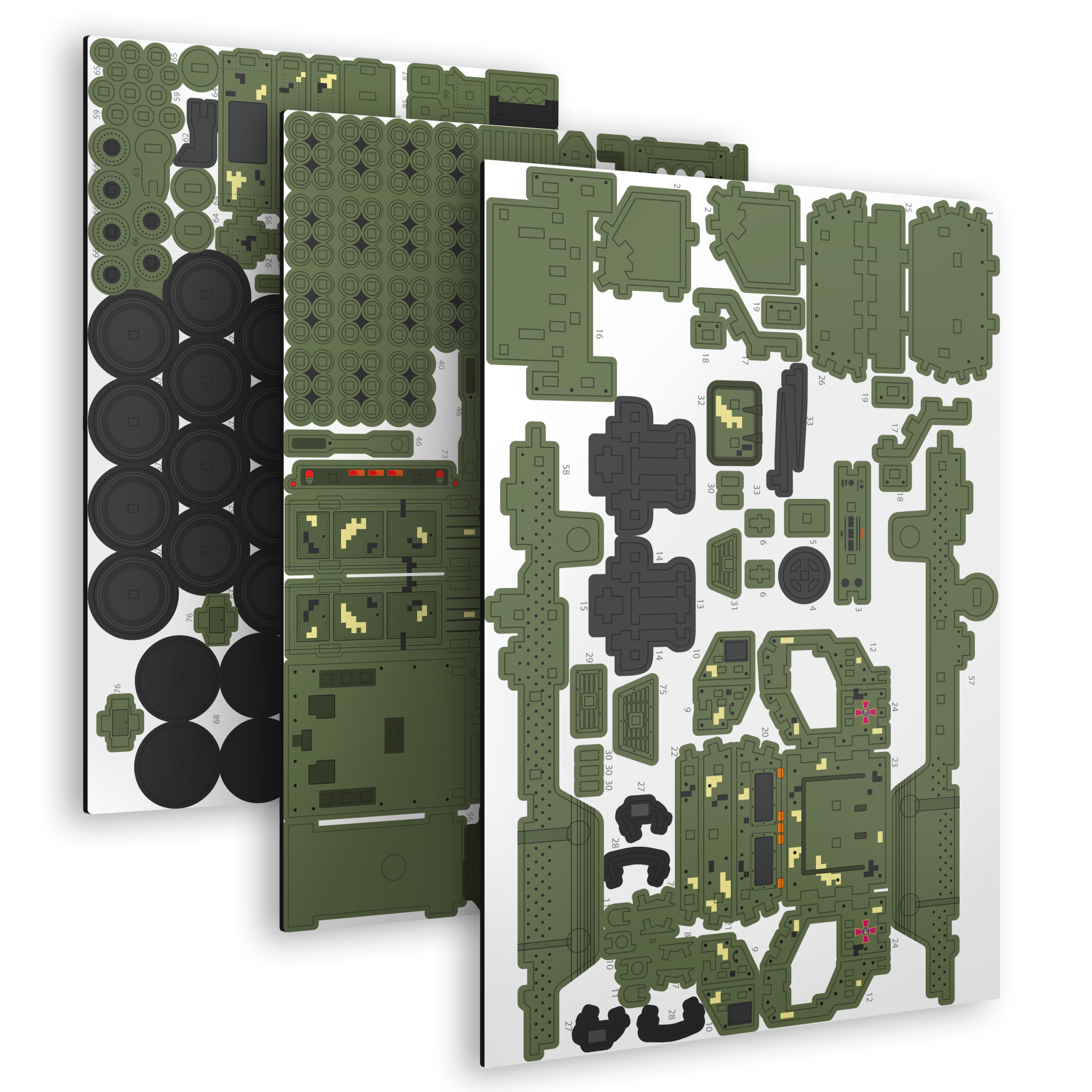 Деревянный 3D Пазл "HIMARS" 235 шт Зелёный Пиксель