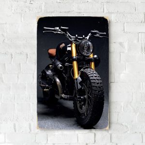 Деревянный Постер "Чёрный байк BMW"
