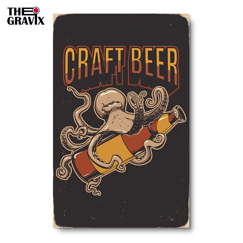 Дерев'яний Постер "Craft Beer Octopus"