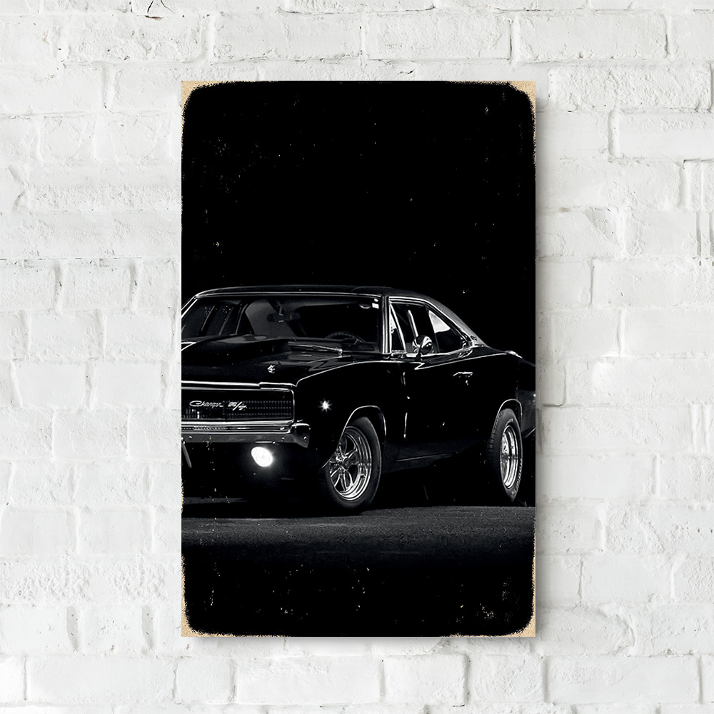 Деревянный Постер "Dodge Charger 1968-2"